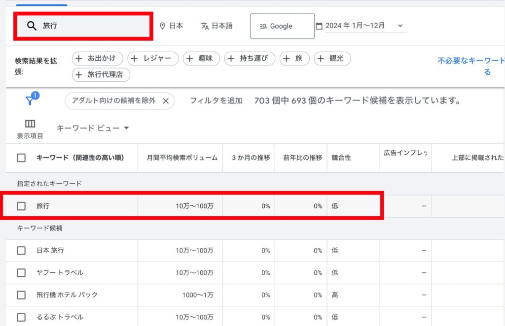 検索ボリュームの把握①